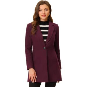 imageAllegra K Womens Winter Overcoat Notched Lapel Long Sleeve One Buttoned MidLength Long CoatPurplish