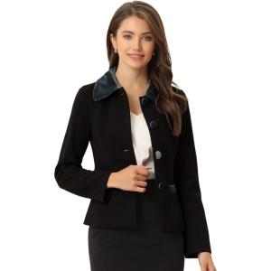 imageAllegra K Womens Work Office Winter Coat Turndown Collar Single Breasted Outerwear PeacoatBlack