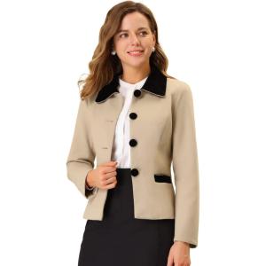 imageAllegra K Womens Work Office Winter Coat Turndown Collar Single Breasted Outerwear PeacoatCamel