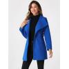 imageAllegra K Womens Classic Stand Collar Long Sleeve Winter Belted Long CoatBlue