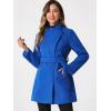 imageAllegra K Womens Classic Stand Collar Long Sleeve Winter Belted Long CoatBlue