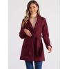 imageAllegra K Womens Classic Stand Collar Long Sleeve Winter Belted Long CoatBurgundy