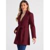 imageAllegra K Womens Classic Stand Collar Long Sleeve Winter Belted Long CoatBurgundy