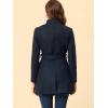 imageAllegra K Womens Classic Stand Collar Long Sleeve Winter Belted Long CoatDark Blue