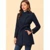 imageAllegra K Womens Classic Stand Collar Long Sleeve Winter Belted Long CoatDark Blue