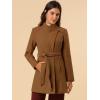 imageAllegra K Womens Classic Stand Collar Long Sleeve Winter Belted Long CoatDark Brown