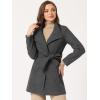 imageAllegra K Womens Classic Stand Collar Long Sleeve Winter Belted Long CoatDark Gray