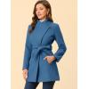 imageAllegra K Womens Classic Stand Collar Long Sleeve Winter Belted Long CoatDark Grey Blue