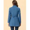 imageAllegra K Womens Classic Stand Collar Long Sleeve Winter Belted Long CoatDark Grey Blue