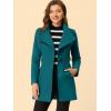 imageAllegra K Womens Classic Stand Collar Long Sleeve Winter Belted Long CoatDark Lake Blue