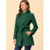 imageAllegra K Womens Classic Stand Collar Long Sleeve Winter Belted Long CoatGreen