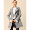 imageAllegra K Womens Classic Stand Collar Long Sleeve Winter Belted Long CoatGrey