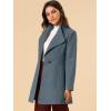 imageAllegra K Womens Classic Stand Collar Long Sleeve Winter Belted Long CoatGrey Blue