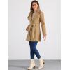 imageAllegra K Womens Classic Stand Collar Long Sleeve Winter Belted Long CoatKhaki