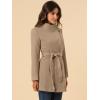 imageAllegra K Womens Classic Stand Collar Long Sleeve Winter Belted Long CoatLight Brown