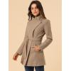 imageAllegra K Womens Classic Stand Collar Long Sleeve Winter Belted Long CoatLight Brown