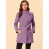 imageAllegra K Womens Classic Stand Collar Long Sleeve Winter Belted Long CoatLight Purple