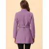 imageAllegra K Womens Classic Stand Collar Long Sleeve Winter Belted Long CoatLight Purple