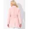 imageAllegra K Womens Classic Stand Collar Long Sleeve Winter Belted Long CoatPink