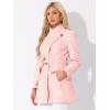 imageAllegra K Womens Classic Stand Collar Long Sleeve Winter Belted Long CoatPink