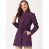 imageAllegra K Womens Classic Stand Collar Long Sleeve Winter Belted Long CoatPurple