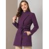 imageAllegra K Womens Classic Stand Collar Long Sleeve Winter Belted Long CoatPurple