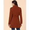 imageAllegra K Womens Classic Stand Collar Long Sleeve Winter Belted Long CoatRed Brown