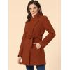 imageAllegra K Womens Classic Stand Collar Long Sleeve Winter Belted Long CoatRed Brown