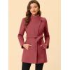 imageAllegra K Womens Classic Stand Collar Long Sleeve Winter Belted Long CoatWatermelon Red