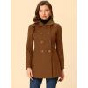 imageAllegra K Womens Peter Pan Collar Double Breasted Winter Long Trench Pea CoatDark Brown