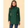 imageAllegra K Womens Peter Pan Collar Double Breasted Winter Long Trench Pea CoatDark Green