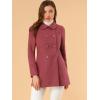 imageAllegra K Womens Peter Pan Collar Double Breasted Winter Long Trench Pea CoatDark Pink