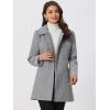 imageAllegra K Womens Peter Pan Collar Double Breasted Winter Long Trench Pea CoatGrey