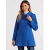 imageAllegra K Womens Peter Pan Collar Double Breasted Winter Long Trench Pea CoatIndigo Blue