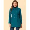 imageAllegra K Womens Peter Pan Collar Double Breasted Winter Long Trench Pea CoatLake Blue