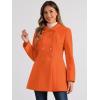 imageAllegra K Womens Peter Pan Collar Double Breasted Winter Long Trench Pea CoatOrange