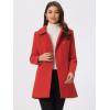 imageAllegra K Womens Peter Pan Collar Double Breasted Winter Long Trench Pea CoatRed