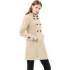 imageAllegra K Womens Stand Collar Double Breasted Slant Pockets Trendy Outwear Winter CoatCream White