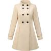 imageAllegra K Womens Stand Collar Double Breasted Slant Pockets Trendy Outwear Winter CoatCream White