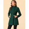 imageAllegra K Womens Stand Collar Double Breasted Slant Pockets Trendy Outwear Winter CoatGreen