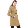 imageAllegra K Womens Stand Collar Double Breasted Slant Pockets Trendy Outwear Winter CoatKhaki