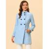 imageAllegra K Womens Stand Collar Double Breasted Slant Pockets Trendy Outwear Winter CoatSky Blue