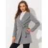 imageAllegra K Womens Winter Shawl Collar Long Sleeve Tie Belt Wrap Coats with PocketsGray