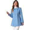 imageAllegra K Womens Peter Pan Collar Double Breasted Winter Long Trench Pea CoatLight Grey Blue