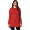 imageAllegra K Womens Peter Pan Collar Double Breasted Winter Long Trench Pea CoatRed