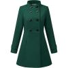 imageAllegra K Womens Stand Collar Double Breasted Slant Pockets Trendy Outwear Winter CoatGreen