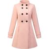 imageAllegra K Womens Stand Collar Double Breasted Slant Pockets Trendy Outwear Winter CoatPink