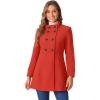 imageAllegra K Womens Stand Collar Double Breasted Slant Pockets Trendy Outwear Winter CoatRed