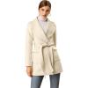 imageAllegra K Womens Winter Shawl Collar Long Sleeve Tie Belt Wrap Coats with PocketsCream White