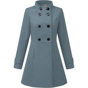 imageAllegra K Womens Stand Collar Double Breasted Slant Pockets Trendy Outwear Winter CoatOxford Blue